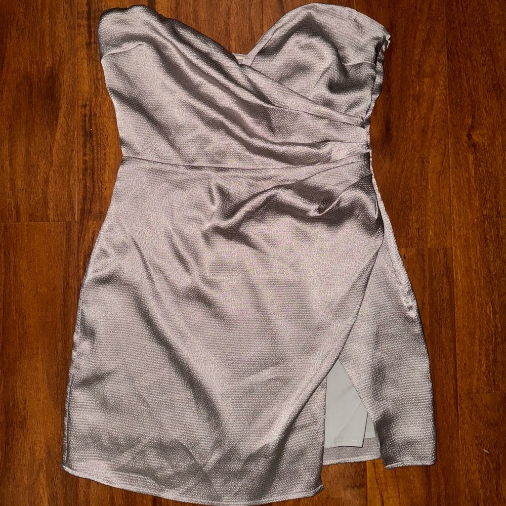 Tobi gold grey strapless dress